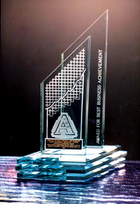 Etched glass corporate award