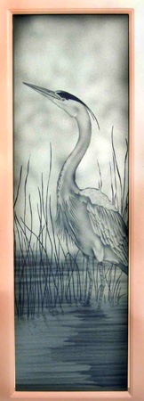 Etched glass cabinet door