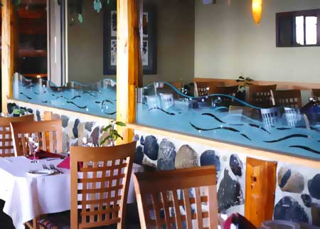 Deep etched glass partition