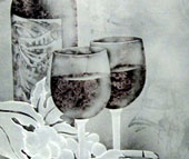 Etched glass pantry door