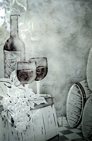 Etched glass pantry door