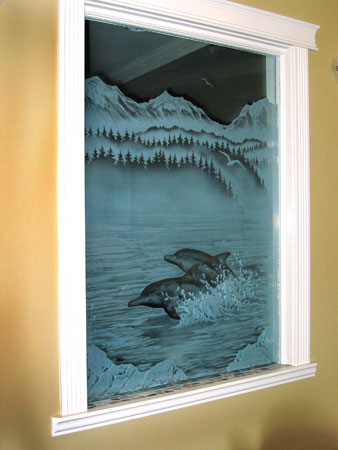 Carved and etched partition