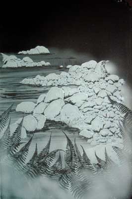 Deep carved glass design