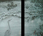 Surface etched commercial partition