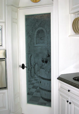 Deep carved etched door