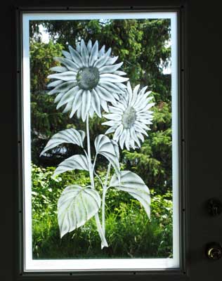 Etched glass thermal door