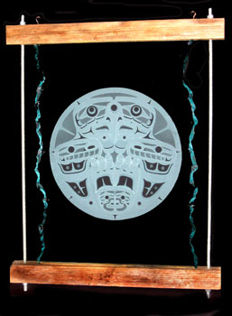 Deep carved glass eagle design